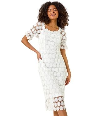D.u.s.k Sun Crochet Detail Midi Dress - White