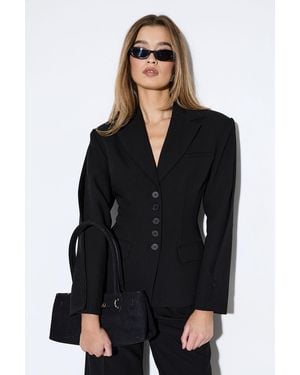 MissPap Premium Pleated Sleeve Blazer Co-Ord - Black