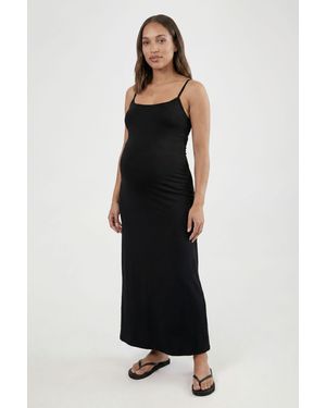 Boohoo Maternity Basic Sqaure Neck Maxi Dress - Black