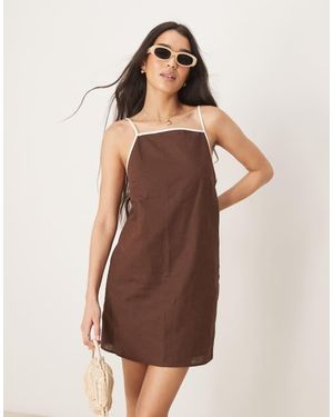 Abercrombie & Fitch Square Neck Mini Shift Dress - Brown