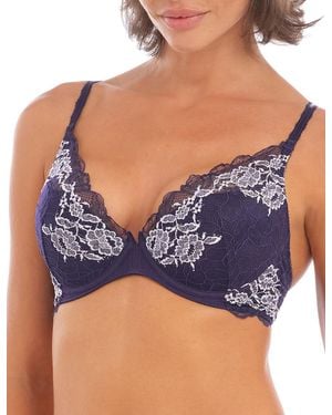 Wacoal Lace Perfection Underwired Plunge Bra - Blue