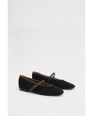 Wallis Christina Faux Suede Mary Jane Ballet Flats - Black