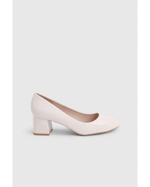 Good for the Sole Bea Faux Patent Leather Medium Block Heel Court Shoes - Natural
