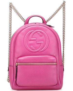 Gucci Soho Backpack Leather Chain Straps - Pink