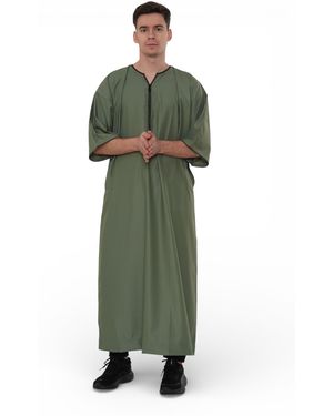 Thobez Ramadan Moroccan Gandoura Thobe Robe Djellaba Eid Jubba- Tt-006 - Green