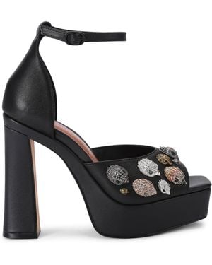 Kurt Geiger Leather Eagles Platform Sdl Sandals - Black
