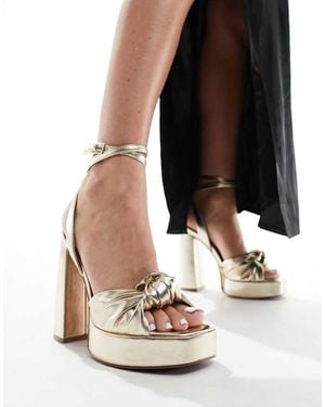 ASOS Nikita Knotted Platform Block Heeled Sandals - White