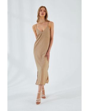 MixRay V-Neck Slit Midi Dress - White