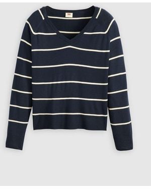 Levi's Levi's Stephanie Stripe Blazer Petal Neck Jumper - Blue
