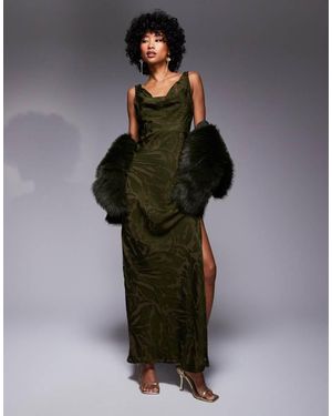 ASOS Burnout Cowl Double Layer Tie Detail Maxi Dress - Green