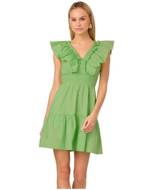 Adrianna Papell Ruffle Short Dress - Green