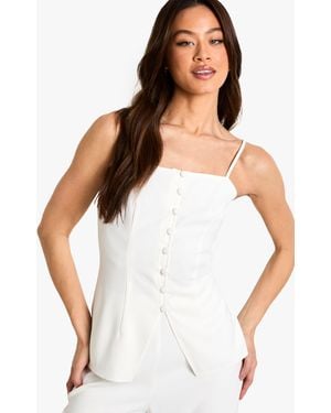Boohoo Tall Woven Tailored Top - White