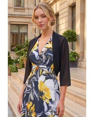 Roman Ruched Hem Chiffon Bolero - Blue
