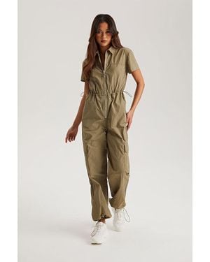 Urban Bliss Daniel Parachute Zip Through Jumpsuit - Green