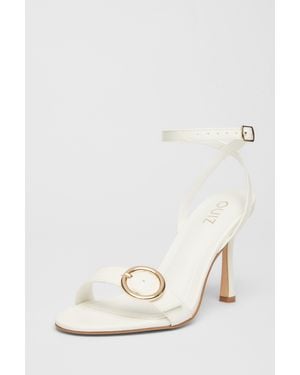 Quiz Buckle Front Heels - Natural