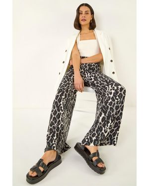 Roman Animal Print Stretch Trouser - Natural