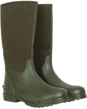 Mountain Warehouse Neoprene Mucker Long Boots Casual Waterproof Wellies Textile - Green