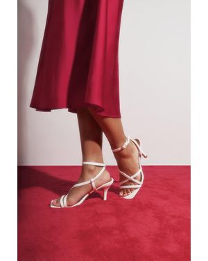Where's That From Wheres 'Tiffany' Cross Over Strappy Square Toe Heels - Red