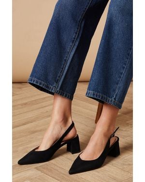 Oasis Enrya Faux Suede Slingback Low Block Heel Shoes - Blue