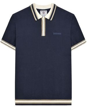 Lambretta Ss25 Tipped Knitted Polo Shirt Cotton - Blue
