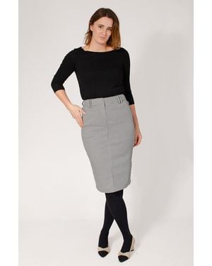 Secret Label Dogtooth Stretch Pencil Skirt - Black