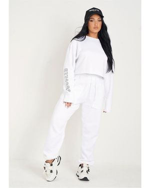 Missy Empire Missy Empire Front Oversized Joggers - White