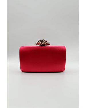 SVNX Satin Clutch Bag With Rose Jewel - Red