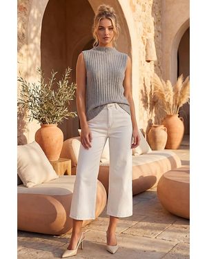 D.u.s.k High Neck Pleated Knit Top - Grey