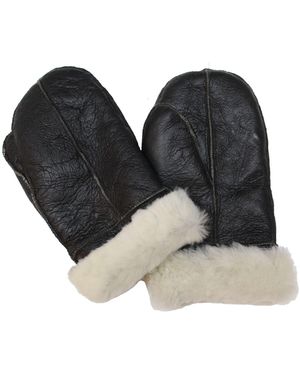 Infinity Leather Sheepskin Mittens - Black