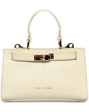 Isabella Rhea Beige Rundleer Tas - Naturel