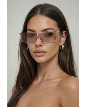 SVNX Retangle Flattop Metal Sunglasses - Brown