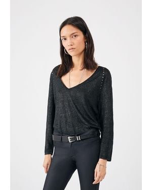IKKS Short Sleeve Foil Linen T-Shirt - Black