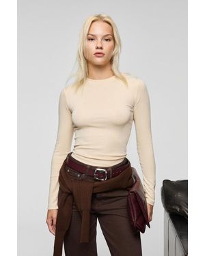 Grimelange Slim Fit Crew Neck T-Shirt - Natural