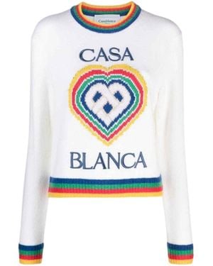 CASABLANCA Heart Casa Brand Jumper Knitwear Wool - Blue