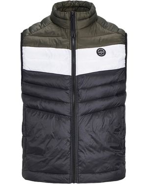 Jack & Jones Sleeveless Zip-Up Gilet With High Neck - Grey
