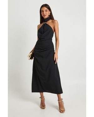Boohoo Trim Detail Halterneck Maxi Dress - Black