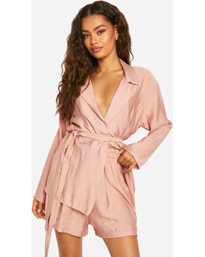 Boohoo Linen Look Relaxed Fit Shorts - Pink