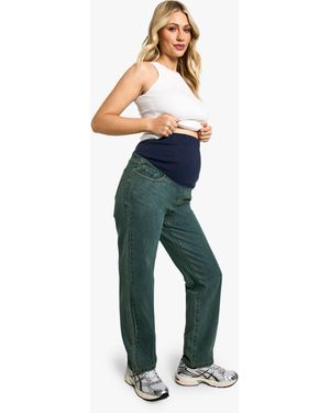 Boohoo Maternity Over The Bump Mom Jeans - Blue