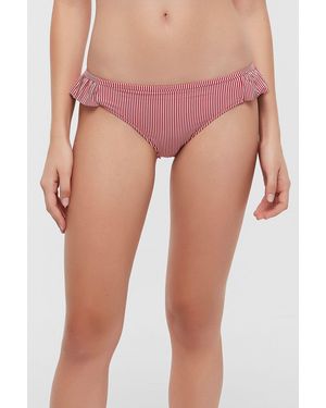 Penti Striped Mid-Waist Frilly Hipster Bikini Bottoms - Pink