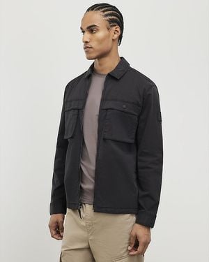 River Island Overshirt Regular Fit Zipped Cotton - Black