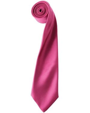 PREMIER Plain Satin Tie (Narrow Blade) (Hot) - Pink