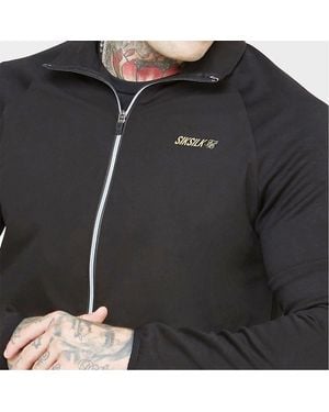SIKSILK Hooded Track Slim Fit Jacket - Black