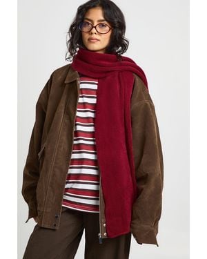 Boohoo Plain Knitted Scarf - Red