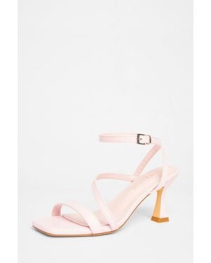 Quiz Wide Fit Asymmetric Strap Heels - Pink