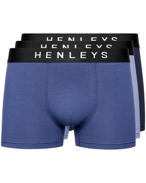 Henleys Inky Boxers 3Pk - Blue