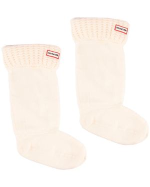 HUNTER Tall Waffle Welly Socks - White