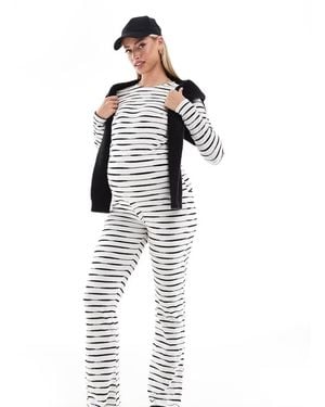 Mama.licious Maternity Ribbed Jersey Flares Co-Ord - White