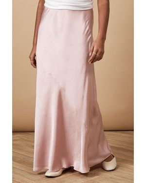 Oasis Satin Seam Detail Bias Cut Skirt - Pink