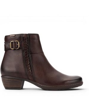 Pikolinos Caoba Leather Heel Ankle Boots - Brown