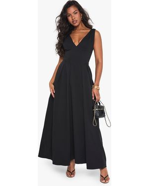 Boohoo Structured Skater Maxi Dress - Black